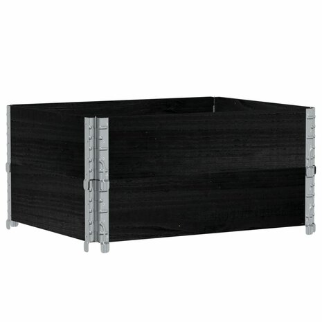 Palletopzetranden 2 st 80x60 cm massief grenenhout zwart 2