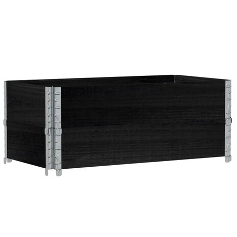 Palletopzetranden 2 st 100x50 cm massief grenenhout zwart 2