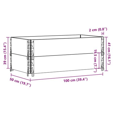 Palletopzetranden 2 st 100x50 cm massief grenenhout zwart 8