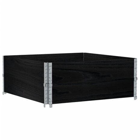 Palletopzetranden 2 st 100x100 cm massief grenenhout zwart 2