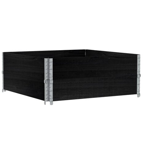 Palletopzetranden 2 st 100x100 cm massief grenenhout zwart 5
