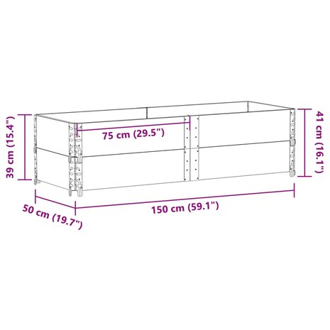 Palletopzetranden 2 st 150x50 cm massief grenenhout grijs 7