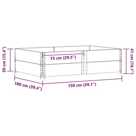 Palletopzetranden 2 st 150x100 cm massief grenenhout zwart 7