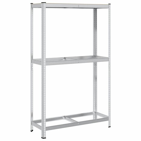 Bandenrek 2-laags 110x40x180 cm staal&bewerkt hout zilverkleur 2
