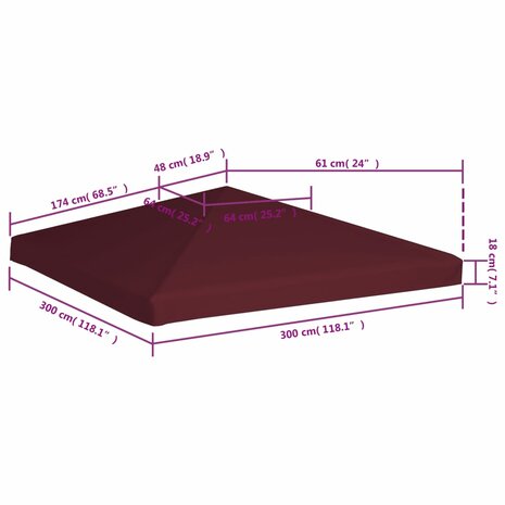 Prieeldak 310 g/m² 3x3 m bordeaux 6
