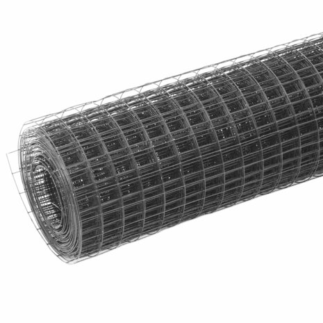 Kippengaas 25x0,5 m staal met PVC coating grijs 2