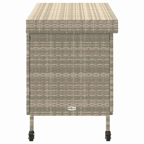 Tuinbox met wielen 110x55x73 cm poly rattan lichtgrijs 6