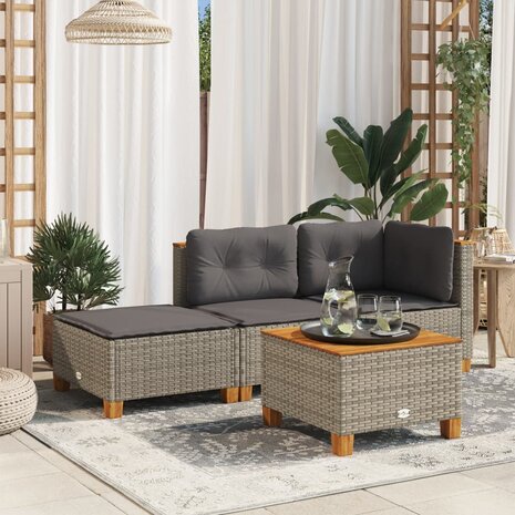 Tuinkruk met kussen 63,5x56x32 cm poly rattan grijs 1