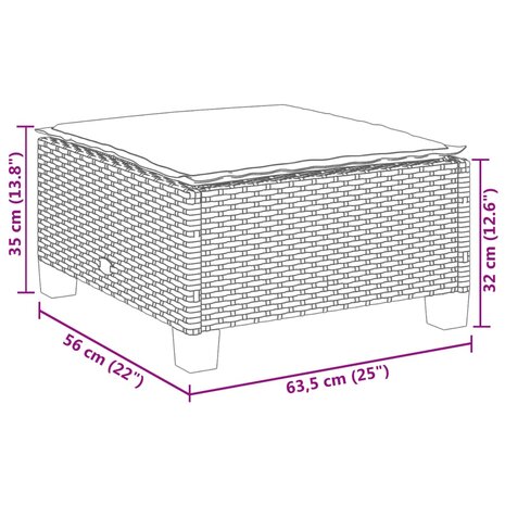 Tuinkruk met kussen 63,5x56x32 cm poly rattan beige 8