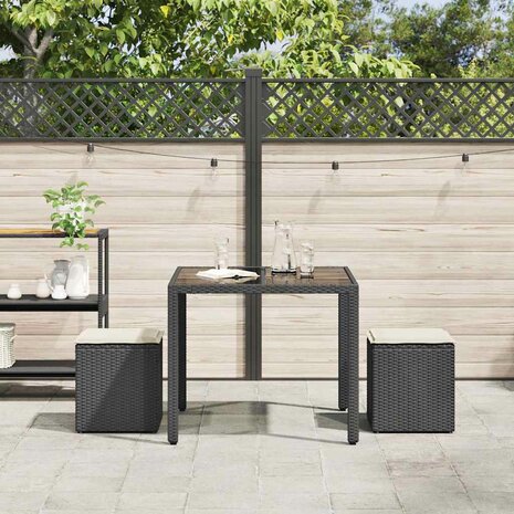 Tuinkrukken met kussens 2 st 40x40x43 cm poly rattan zwart 3