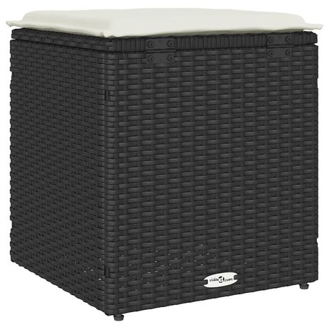 Tuinkrukken met kussens 2 st 40x40x43 cm poly rattan zwart 8