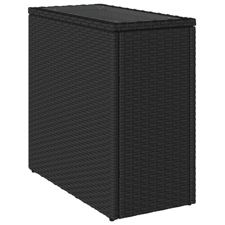 Tuinbijzettafel met glazen blad 58x27,5x55 cm poly rattan zwart 7