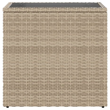 Tuinbijzettafel met glazen blad 58x27,5x55 cm poly rattan beige 5