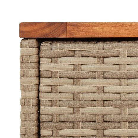 Tuinbijzettafel met houten blad 58x27,5x55 cm poly rattan beige 9