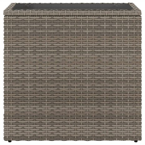 Tuinbijzettafel met glazen blad 58x27,5x55 cm poly rattan grijs 5