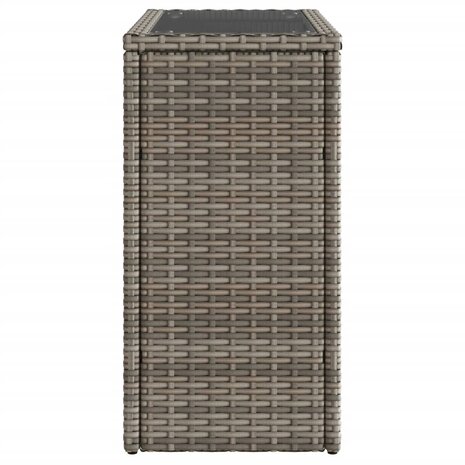 Tuinbijzettafel met glazen blad 58x27,5x55 cm poly rattan grijs 6