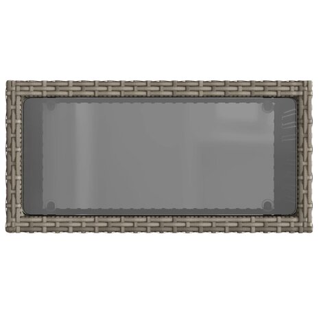 Tuinbijzettafel met glazen blad 58x27,5x55 cm poly rattan grijs 8