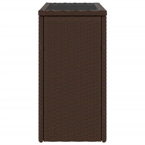 Tuinbijzettafel met glazen blad 58x27,5x55 cm poly rattan bruin 6