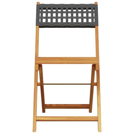 Bistrostoelen 2 st massief acaciahout en poly rattan zwart 5