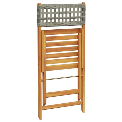 Bistrostoelen 2 st massief acaciahout en poly rattan grijs 8