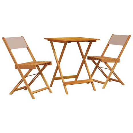 3-delige Bistroset stof en massief hout taupe 2