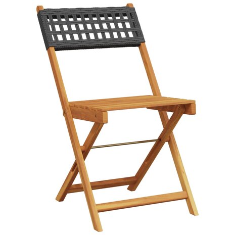 3-delige Bistroset poly rattan en massief hout zwart 5