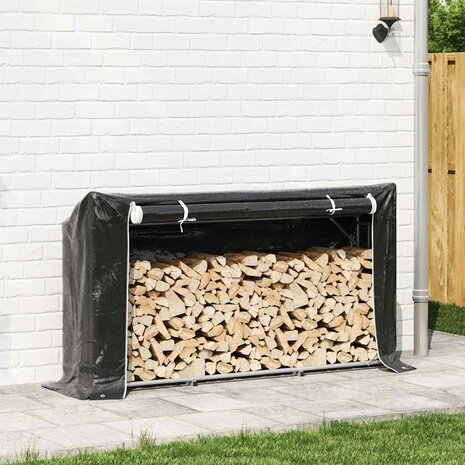 Haardhoutrek met regenhoes 200,5x41x110,5 cm staal 3