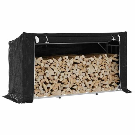 Haardhoutrek met regenhoes 200,5x60,5x110,5 cm staal 1