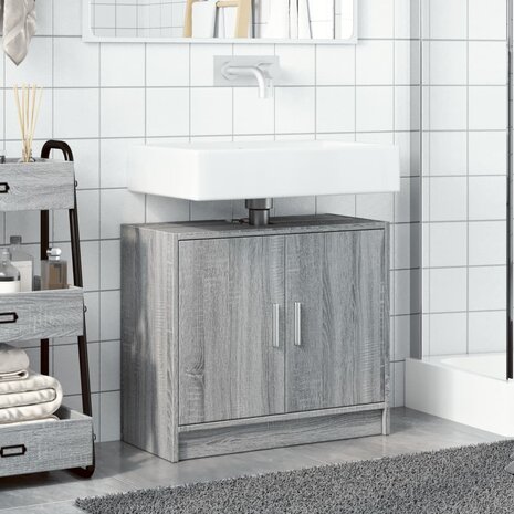 Wastafelkast 63x29x55 cm bewerkt hout grijs sonoma eikenkleurig 3