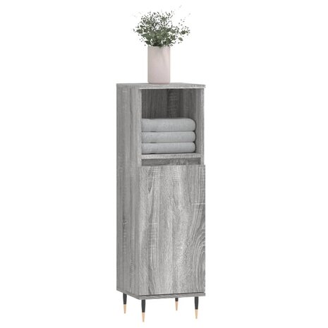 Badkamerkast 30x30x100 cm bewerkt hout grijs sonoma eikenkleur 3