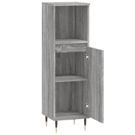 Badkamerkast 30x30x100 cm bewerkt hout grijs sonoma eikenkleur 6