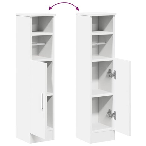 Badkamerkast met rolhouder 20,5x22x90 cm wit 8