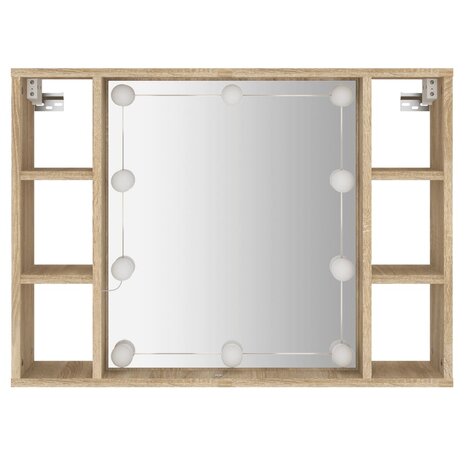 Spiegelkast met LED-verlichting 76x15x55 cm sonoma eikenkleur 7