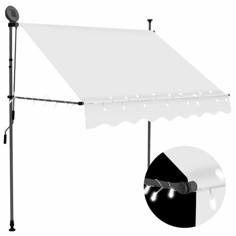 Luifel handmatig uitschuifbaar met LED 100 cm crèmekleurig 1