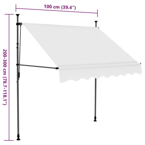 Luifel handmatig uitschuifbaar met LED 100 cm crèmekleurig 8