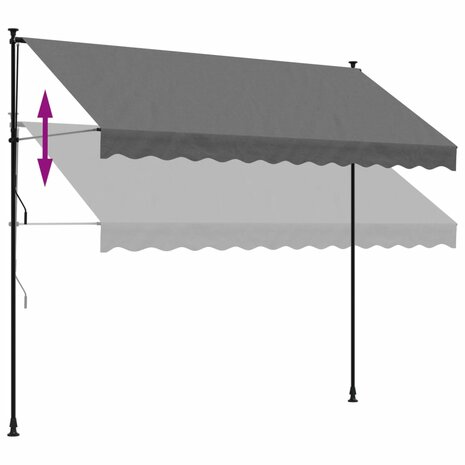 Luifel uittrekbaar 300x150 cm stof en staal antracietkleurig 7