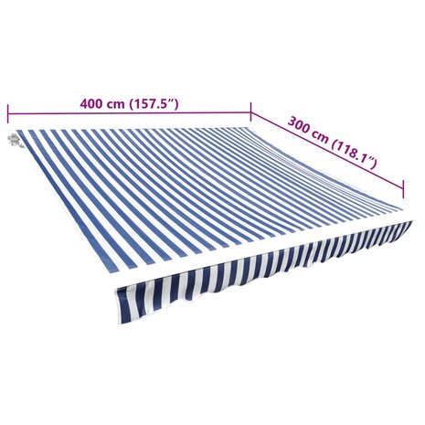 Luifeldoek 4x3 m canvas blauw en wit 5