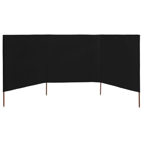 Windscherm 3-panelen 400x160 cm stof zwart 3