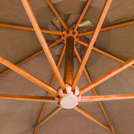 Zweefparasol met paal 3,5x2,9 m massief vurenhout taupe 5