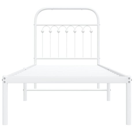 Bedframe met hoofdbord zonder matras metaal wit 75x190 cm 4