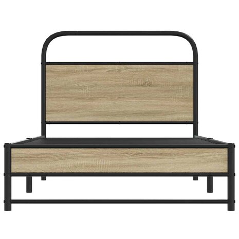 Bedframe zonder matras bewerkt hout gerookt eiken 90x190 cm 5