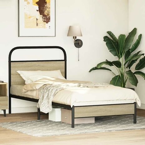 Bedframe zonder matras bewerkt hout sonoma eikenkleur 80x200 cm 4