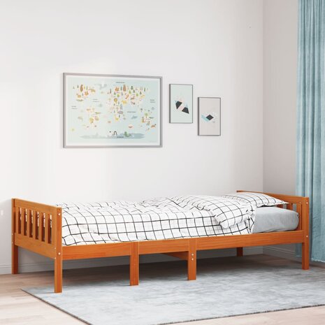 Kinderbed zonder matras massief grenenhout wasbruin 75x190 cm 1