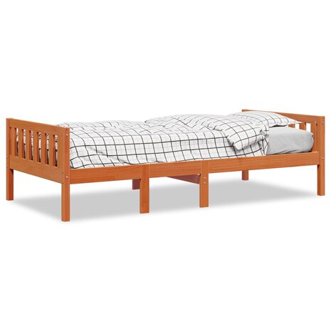Kinderbed zonder matras massief grenenhout wasbruin 75x190 cm 2