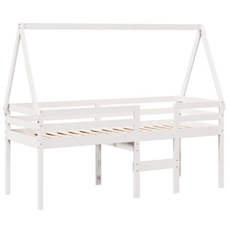Hoogslaper met dak massief grenenhout wit 90x190 cm 3