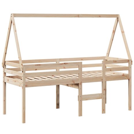 Hoogslaper met dak massief grenenhout wasbruin 75x190 cm 3