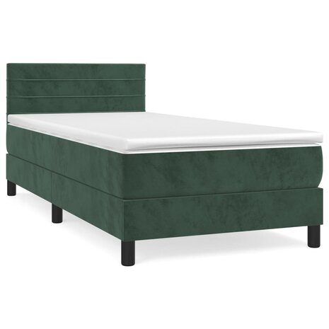 Boxspring met matras fluweel donkergroen 80x200 cm 2