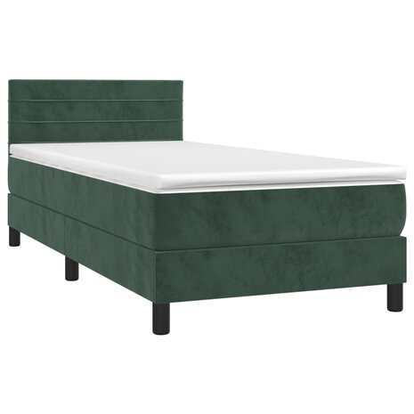 Boxspring met matras fluweel donkergroen 80x200 cm 3