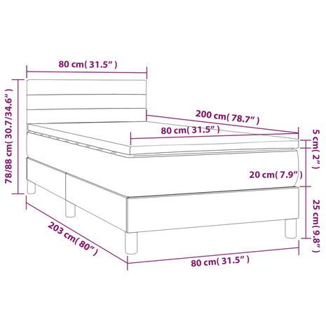 Boxspring met matras fluweel donkergroen 80x200 cm 7