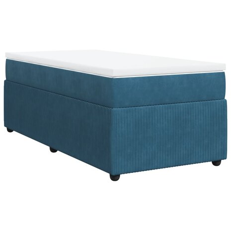 Boxspring met matras fluweel donkerblauw 100x200 cm 2